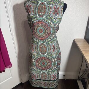 London Times Kaleidoscope Print Midi Dress
